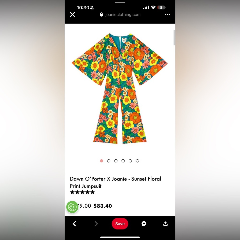 Vibrant Floral Wide-Leg Jumpsuit in Green & Orange - Picture 3 of 5